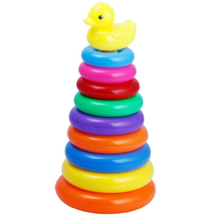 Rainbow Colour Pyramid Ring Puzzle Toy for early Learning Baby
