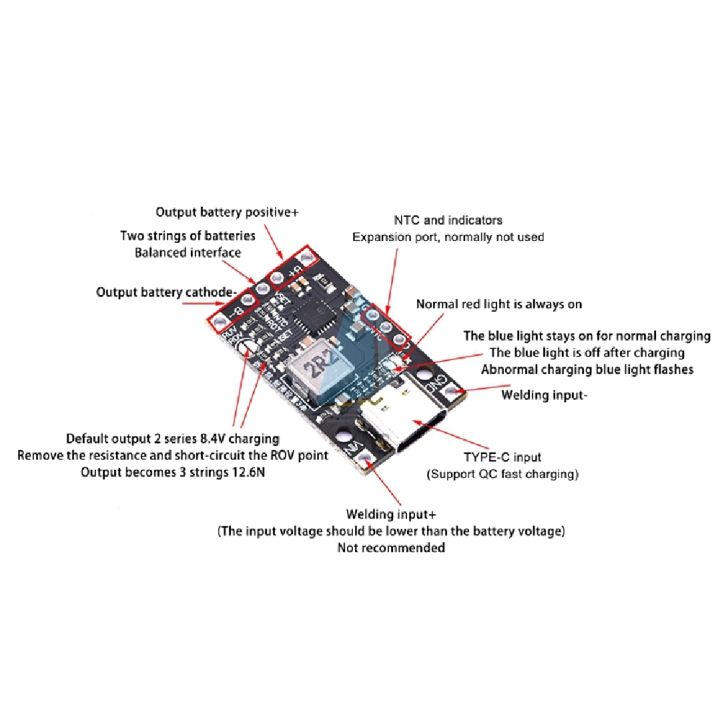 IP2326%20Type-C%202S/3S%20Lithium%20Battery%20Charging%20Boost%20Module%208.4V/12.6V%201.5A%20%7C%2015W%20Fast%20Charge%20with%20Balancing%20and%20LED%20Indicator%20-%20Image%202