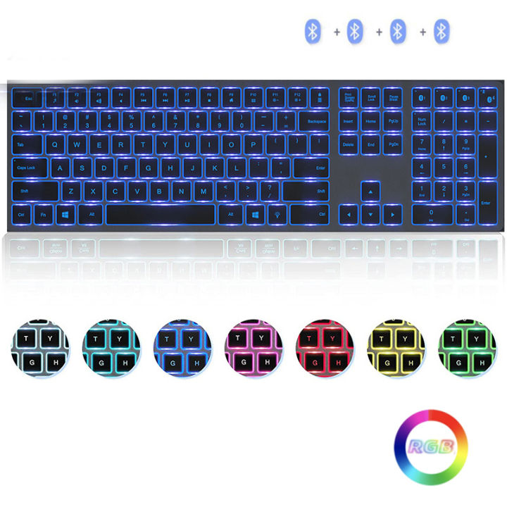 SeenDa Backlit Bluetooth Keyboard Multi-Device Slim Rechargeable Keyboard Backlit Wireless Keyboard Compatible for LaptopTablet