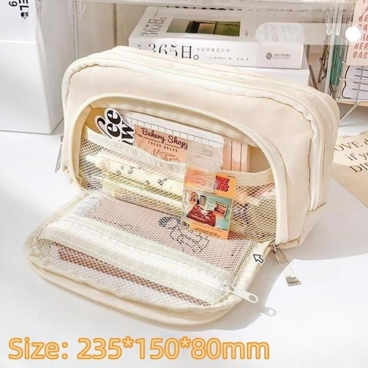 Canvas Kawaii Student Large Capacity Stationery Pencil Cases Pouch Girls Gifts Pouch for School Cute Girls