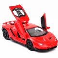 Lamborghini lumineuse Diecast Model Car 1:32 Metal Car with Light and Music Pull Back Car- Red & Orange.