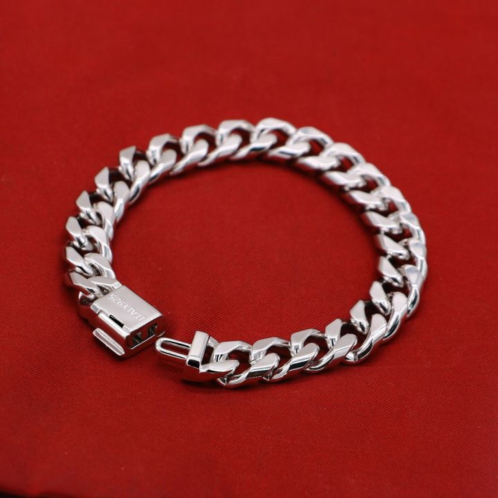 ziqiudie%20S925%20Sterling%20Silver%20Platinum-plated%20Riding%20Crop%20Cuban%20Bracelet%20Men's%20Italian%20upscale%20men's%20Silver%20jewelry%2010MM%20thick%20-%20Image%203