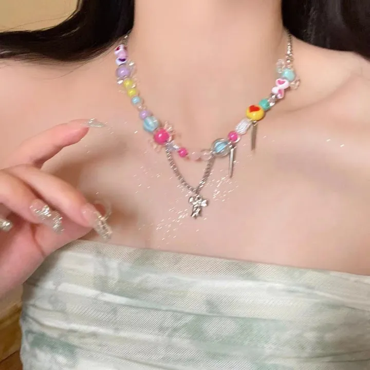 Candy%20sweetheart%20dopamine%20outfit%20cute%20style%20necklace%20vacation%20style%20sweet%20cool%20babes%20clavicle%20chain%20butterfly%20tassel%20-%20Image%206