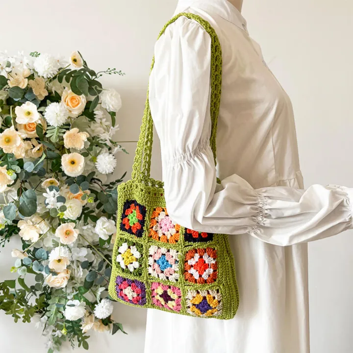 Grid%20pattern%20Crochet%20shoulder%20bag%20Fashionable%20Handmade%20Summer%20Handmade%20handbag%20Crochet%20Shoulder%20bag%20Grid%20pattern%20bag%20for%20Leisure%20Casual%20Shopping%20Daily%20use%20Gifts%20-%20Image%202