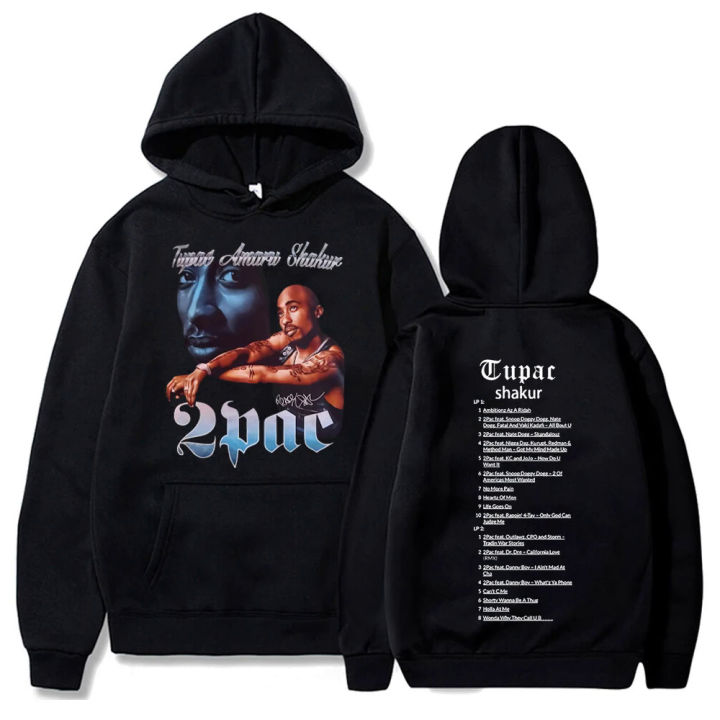 Rapper Tupac 2pac Print Hoodies Hip Hop Streetwear Men's Hoodie Shakur Tracksuits Punk Fleece Sweatshirts Loose Casual Pullover