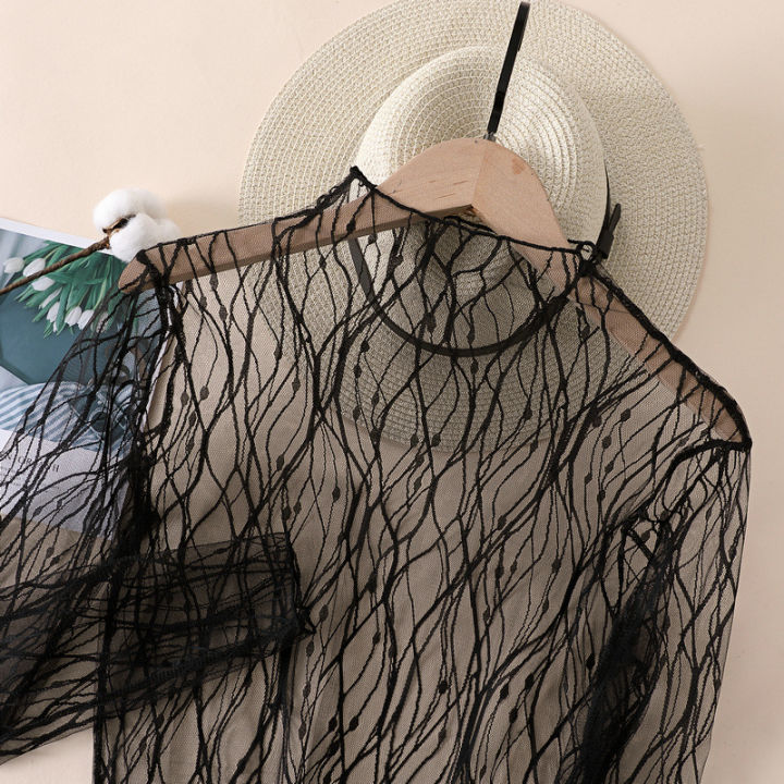 Elegant%20Lace%20T-shirt%20For%20Women%20Mesh%20Long%20Sleeve%20Tops%20Hot%20Transparent%20High%20Neck%20Black%20Lace%20Bottoming%20Shirts%20Punk%20Tee%20Tops%20-%20Image%207