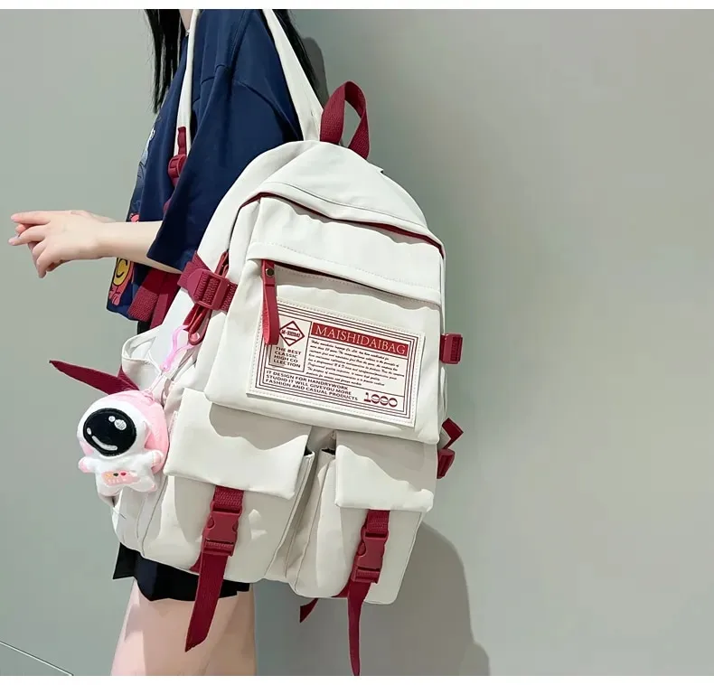 Fashion Multipocket Nylon Women Backpack Female Big Waterproof