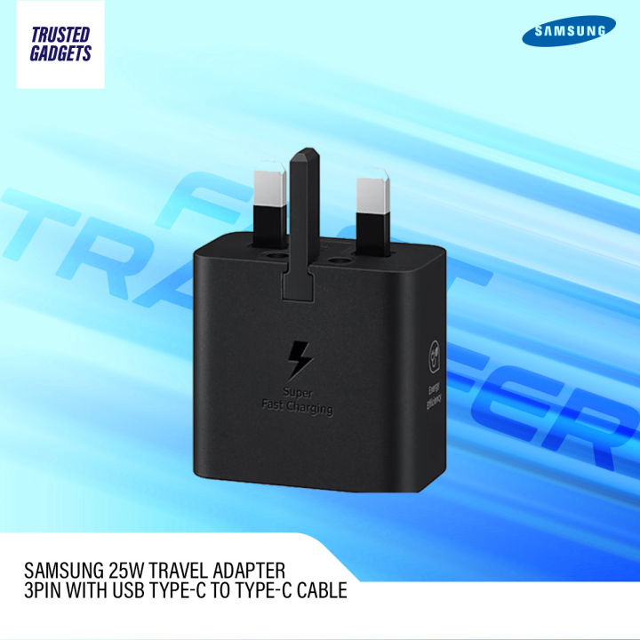 Samsung 25W Travel Adapter 3pin  with USB Type-C To Type-C Cable