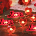 Polocat 20 Led Acrylic Love Heart Wedding String Fairy Light Red Girl String Light Indoor Wedding Party Garland Valentines Day Decor.