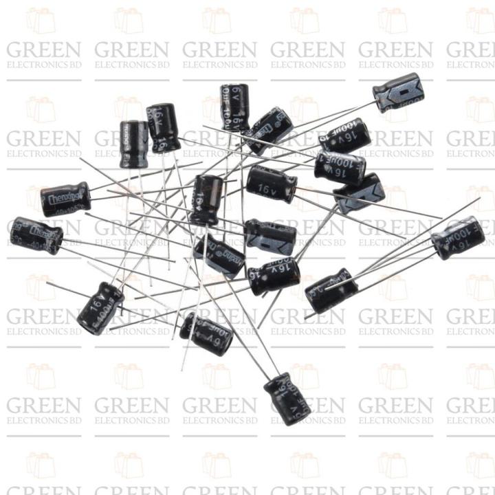 Radial 100uF Electrolytic Capacitor 16V-15Pcs