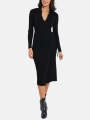 Womens Long Sleeve Ribbed Knit Wrap Collared Midi Belted Bodycon From Levin.