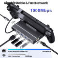 USB C Docking Station for Steam Deck M.2 NVMe SATA 4K@60Hz Type C to HDMI-compatible Adapter 1000M Gigabit Ethernet USB 3.0 HUB. 