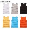 2-11Y Kids Baby Boys Vests T-shirts Children Summer Vest Top Ou2023tfit Kid Boy Girl Solid Tops Clothes Cotton Tees Black Playsuits.