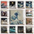 Shower Bathroom Curtain Sea Mountains Oil Painting Washable Polyester Fabric Waterproof Bath Curtains Art Home Decor Cortinas.