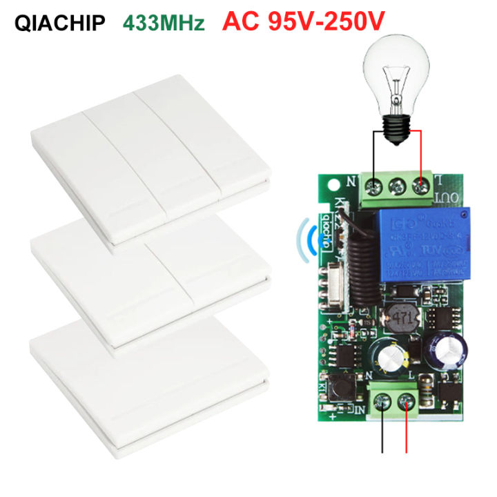 QIACHIP Wall Remote Control Switch 433 Mhz Wireless RF Transmitter AC 220V 12V 100V 110V Receiver For Smart Home Lights Switches