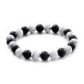 Natural Black White Pine Mixing Stone 8 mm Beaded Strand Bracelets For Men Women Red Pine Yoga Couple Jewelry.