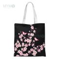 Butterfly Print Shoulder Bags Female Shopping Tote Black Canvas Foldable Reusable Casual Student Portable School Handbag Trendy. 