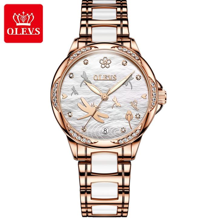 OLEV Fashion Mechanical Watch Luxury Ladies Watch Ceramic Strap  Waterproof Automatic Watches for Women - 6610