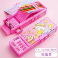 Mechanical Deformation Combination Lock Stationery Box Girl Cute Pencil Case School Student Pencil Box Cartoon Plastic Pen Case.