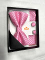 Pink Men’s Bow Tie Gift Combo with Pocket Square and Cufflinks.