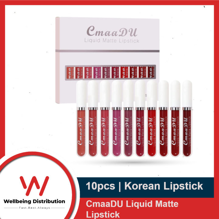 CmaaDu 10 Pcs Set Liquid Matte Non-stick Cup Waterproof Lipstick Set