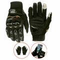 Pro Biker Full Finger Protective Motorcycle Gloves With Touch Screen ( Black ). 