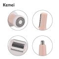 Kemei Km-3024 Multifunctional 4 In 1 Rechargeable Woman Body Shaver Eyebrow Nose Trimmer Set. 