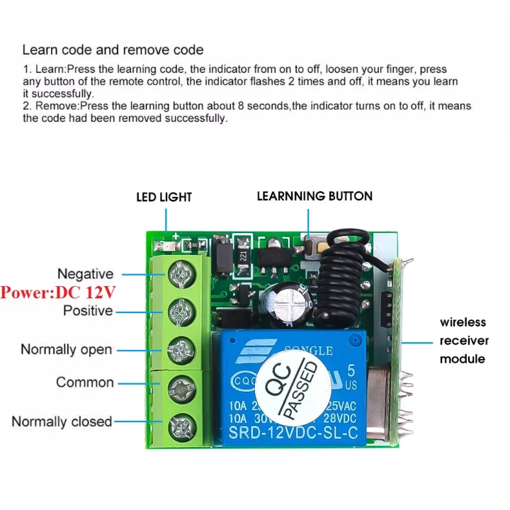 433%20Mhz%20RF%20Wireless%20Remote%20Control%20Switch%20relay%20433mhz%20DC%2012V%201CH%20Receiver%20Module%20For%20learning%20code%20Transmitter%20Remote%20DIY%20-%20Image%202