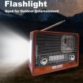 KTF-1647 Bluetooth, AUX, USB, TF Card & FM/AM/SW 8 Band Radio Supported Speaker With Clock & LED Flashlight.