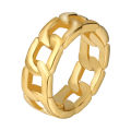 Stainless Steel 7mm Wide Band Ring Hip Hop Thumb Rings Fashion Cuban Link Chain Rings. 