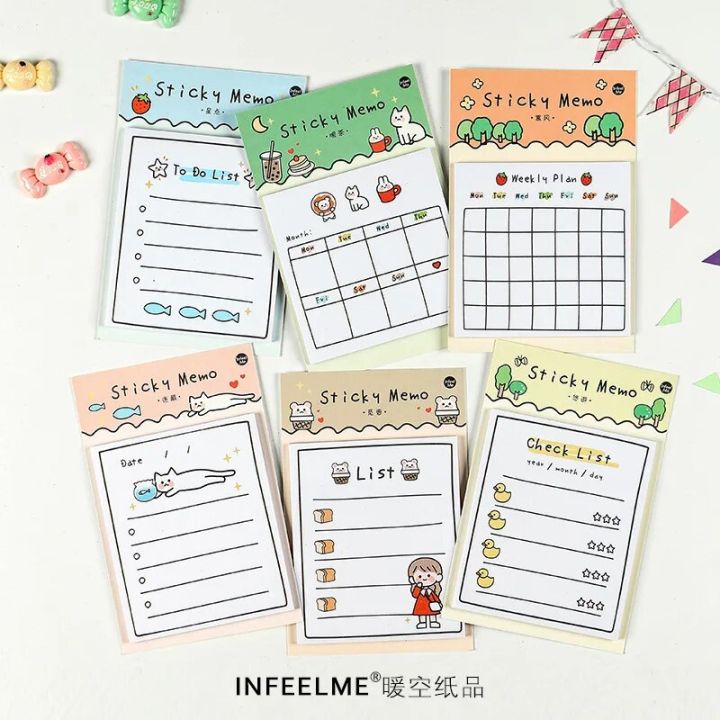 30 Sheets Cat Weekly Daily Monthly Planner Check List 3.4 X 5.2 Sticky Notes Notepads Self-stick Memo Pads