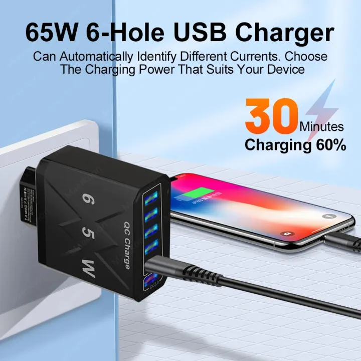 65W%20USB%20Charger%206%20Ports%20Fast%20Charging%20Phone%20Power%20Adapter%20For%20iPhone%2014%2013%20Samsung%20Oneplus%20Xiaomi%20Quick%20Charge%203.0%20Wall%20Charger%20-%20Image%202