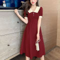 Summer New Casual Fashion Doll Collar Short Sleeve Midi Dress Female Elegant Simple A-line Vestidos Robe Femme Women's Clothing Shapewear. 