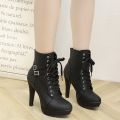 Plus Size Ankle Boots Women Platform High Heels Female Lace up Women's Shoes Buckle Woman Short Boot Ladies Footwear. 