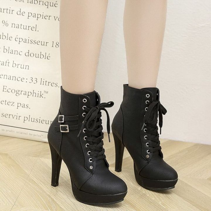 Plus%20Size%20Ankle%20Boots%20Women%20Platform%20High%20Heels%20Female%20Lace%20up%20Women's%20Shoes%20Buckle%20Woman%20Short%20Boot%20Ladies%20Footwear%20-%20Image%203