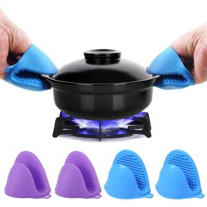 Bornilshop 2 pcs Kitchen Organizer Made from Food-Grade Silicone Insulated Heat Pot Clips Microwave Oven Gloves Hot Plate Clip Anti-scald Thicken