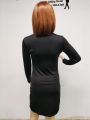 Women Bust Hollow Out Bodycon Mini Dress Spring Autumn Semi High Neck Long Sleeve Elegant Club Vestidos De Festa Mujer. 