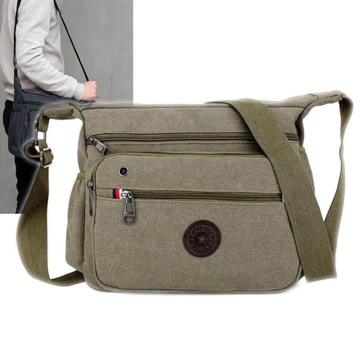 【Toy life hall】Canvas Men'S One-Shoulder Bag Korean Edition Large Capacity Bag Leisure Travel Shoulder Backpack