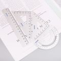 4Pcs Drawing School Supplies Set Square Triangle Ruler Aluminum Alloy Protractor.