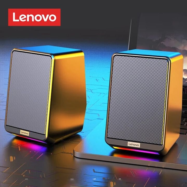 Lenovo TS38 Choice Wired Desktop Speakers 3.5mm USB RGB Gaming Speakers Stereo Surround Music Loudspeakers Sound Bar for PC