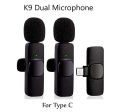 K9 Wireless Dual Microphone Professional Lapel Lavalier Microphone Remove Noise For Typ c. 