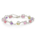 AliExpress 12 Pieces Rubik's Cube Bracelet Silver-Plated Checkered White Diamond Colored Diamond Bracelet Foreign Trade Wholesale. 