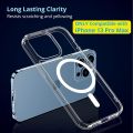 For Apple iPhone 13 Pro Max MagSafe Compatible Shockproof Transparent Slim Fit Wireless Charging supported Frosted Border Phone Back Case Mobile Cover-ELF.