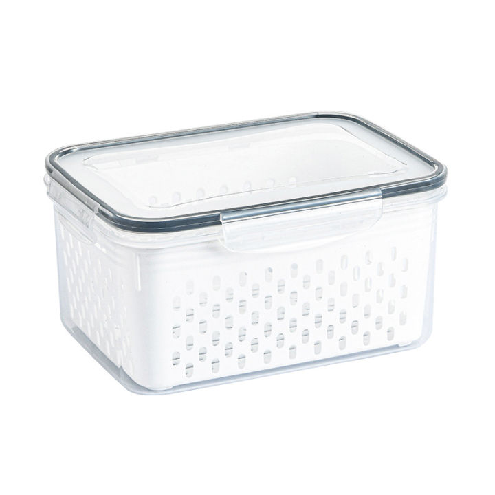 Kitchen Food Sealed Preservation Box Fruit and Vegetable Drain Plastic Storage Box with Lid Refrigerator Freezing Fresh Storage Box