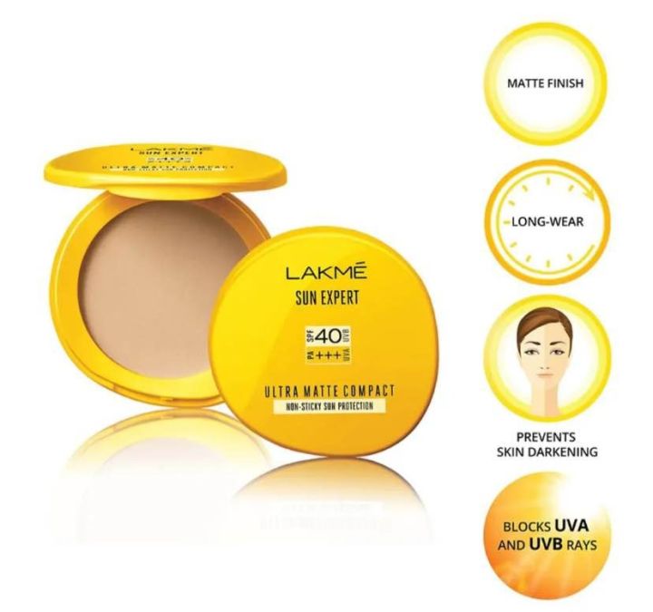 LAKME SUN EXPERT ULTRA MATTE COMPACT SPF 40 PA +++ UVA UVB - Face ...
