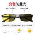 Instafamous Glasses Frame Anti-Blue Light Glasses Semi-Rimless Square Flat Light Sensitive Color Changing Computer Goggles8812. 