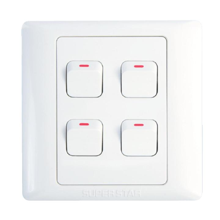 Super Star Lotus 10A 4 Gang Electrical Wall Switch Four 4Gang