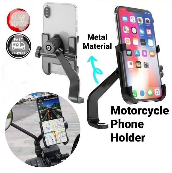 360° Rotatable Alloy Motorcycle Phone Holder Rearview Mirror Motor Phone Mount
