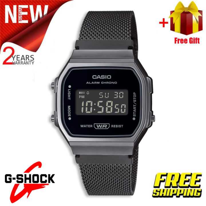 (Ready Stock) G Shock Men Watch Sport Digital Classic Square Watch Shockproof and Waterproof Stainless Steel Band Sports Business Wrist Watches with 2 Year International Warranty A168WGG-1B