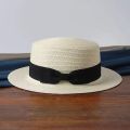 2022 simple Summer Parent-child Beach Hat Female Casual Panama Hat Lady Brand Women Flat brim Bowknot Straw cap girls Sun Hat. 
